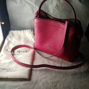 KATE SPADE Knott Pebbled Leather Small Berry Crossbody Tote With Dust Bag